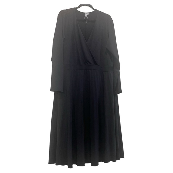 ASOS Curve black long sleeve faux wrap dress 22 - Picture 1 of 6